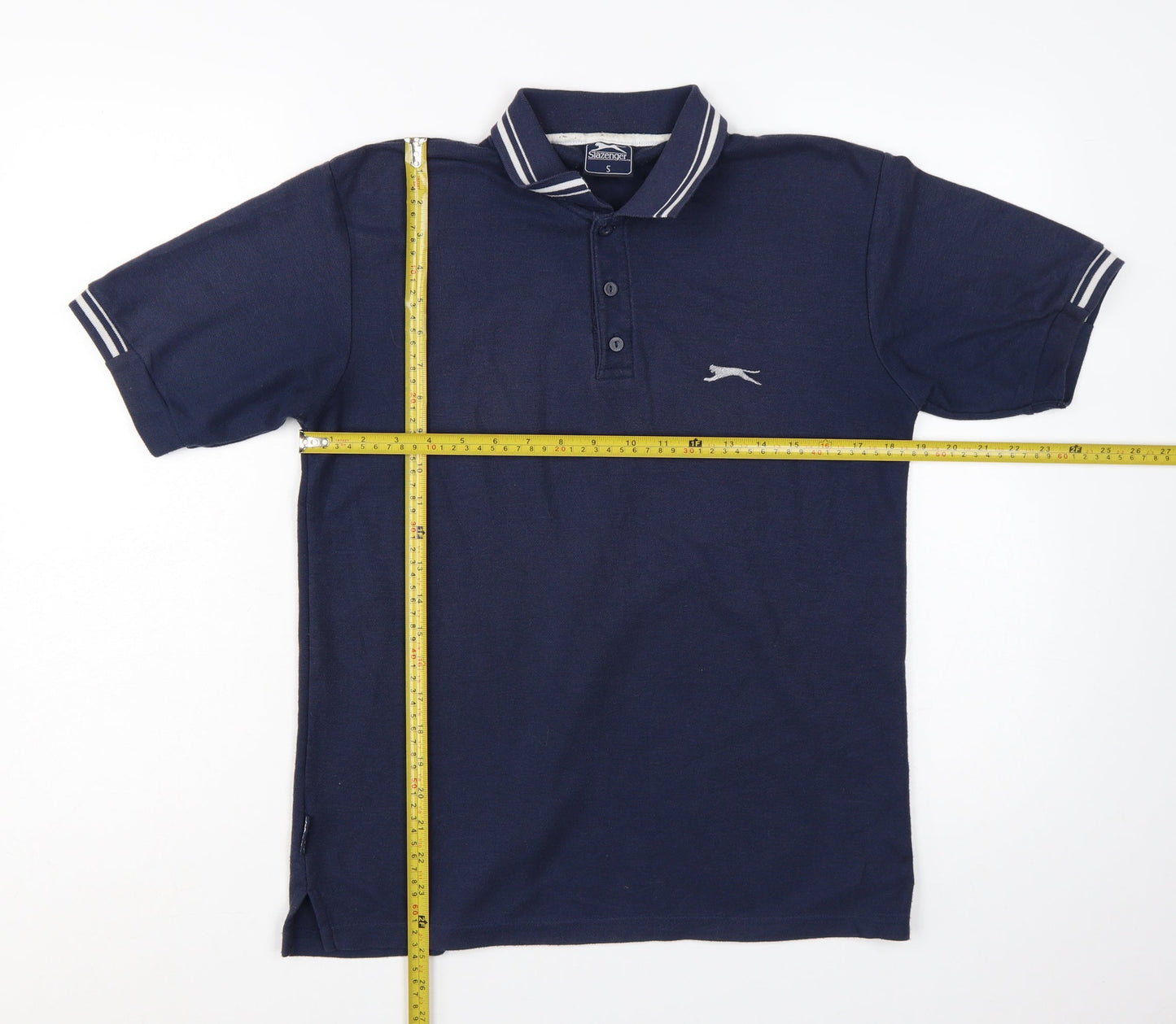 Slazenger Men's Navy Blue Polo Shirt Size S Short Sleeve Classic Fit