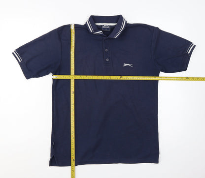 Slazenger Men's Navy Blue Polo Shirt Size S Short Sleeve Classic Fit