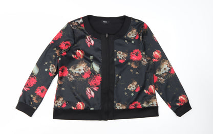 Klass Women's Black Red Floral Bomber Jacket Size 20