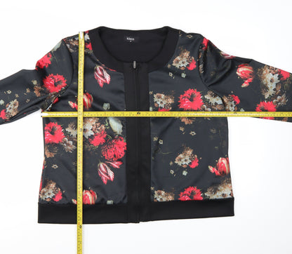 Klass Women's Black Red Floral Bomber Jacket Size 20