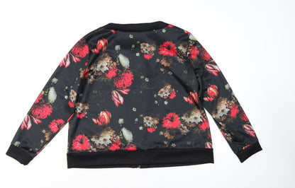 Klass Women's Black Red Floral Bomber Jacket Size 20