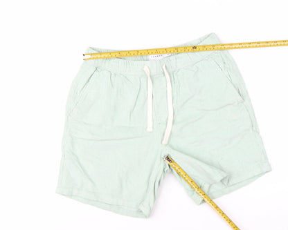 Topman Men's Green Cotton Corduroy Drawstring Shorts Size 32