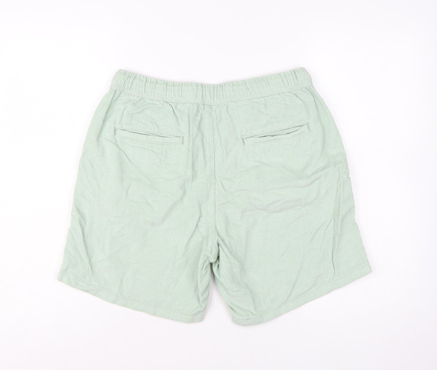 Topman Men's Green Cotton Corduroy Drawstring Shorts Size 32