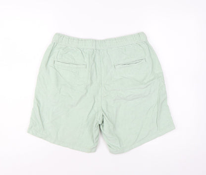 Topman Men's Green Cotton Corduroy Drawstring Shorts Size 32