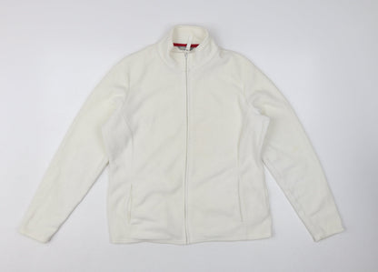 Marks and Spencer Women White Fleece Full Zip Jacket Size 16