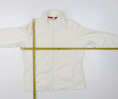 Marks and Spencer Women White Fleece Full Zip Jacket Size 16