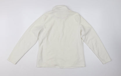 Marks and Spencer Women White Fleece Full Zip Jacket Size 16