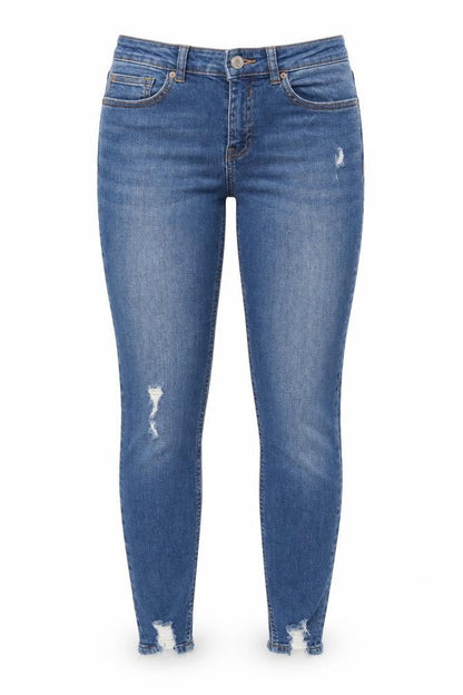 Denim Co. Women's Blue Size 10 Skinny Distressed Jeans