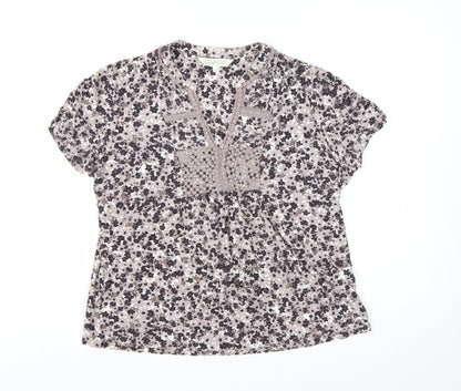 Rocha John Rocha Women's Beige Floral Crochet Tunic Blouse Size 16