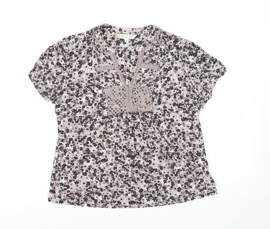 Rocha John Rocha Women's Beige Floral Crochet Tunic Blouse Size 16