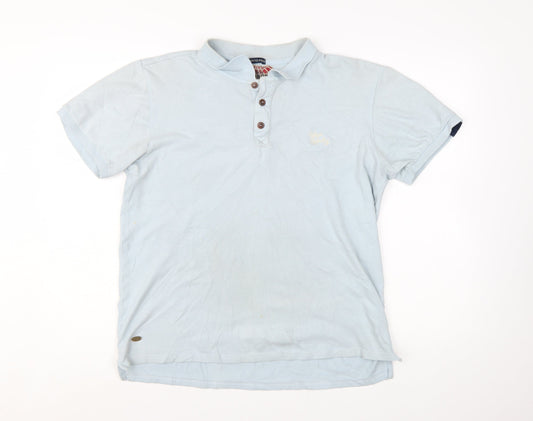 Tokyo Laundry Men's Blue Stretch Polo Shirt Size M Short Sleeve