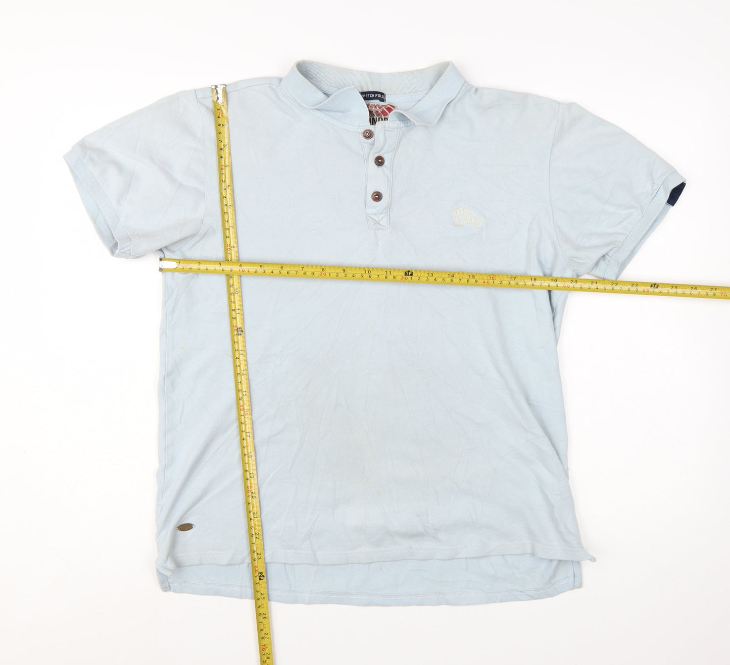 Tokyo Laundry Men's Blue Stretch Polo Shirt Size M Short Sleeve