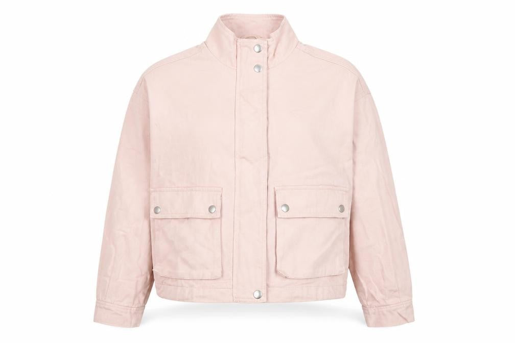 New Look Women's Pink Cotton Cropped Basic Jacket Size 8