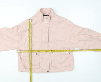 New Look Women's Pink Cotton Cropped Basic Jacket Size 8