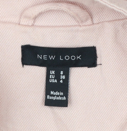New Look Women's Pink Cotton Cropped Basic Jacket Size 8