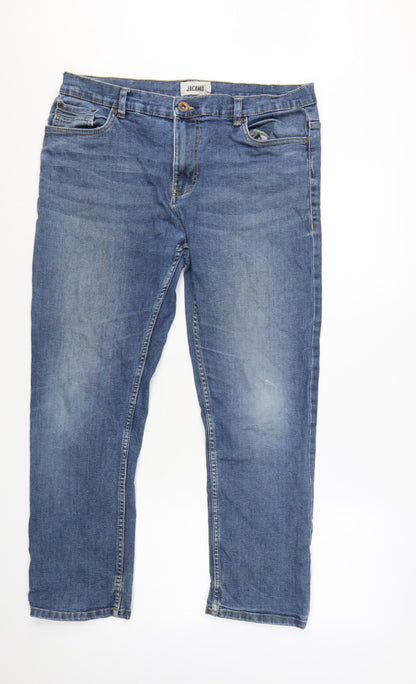 Jacamo Men Blue Denim Straight Jeans 36S Regular Fit
