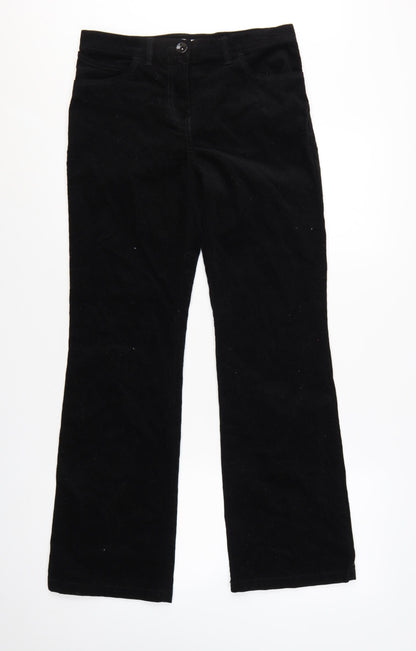 Marks and Spencer Womens Black Corduroy Trousers UK 8 Medium Straight Leg