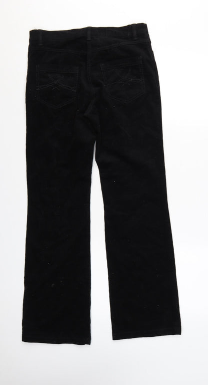 Marks and Spencer Womens Black Corduroy Trousers UK 8 Medium Straight Leg