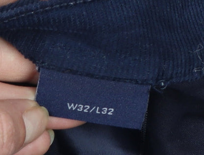 GANT Men's Blue Corduroy Slim Fit Low Rise Trousers W32 L32
