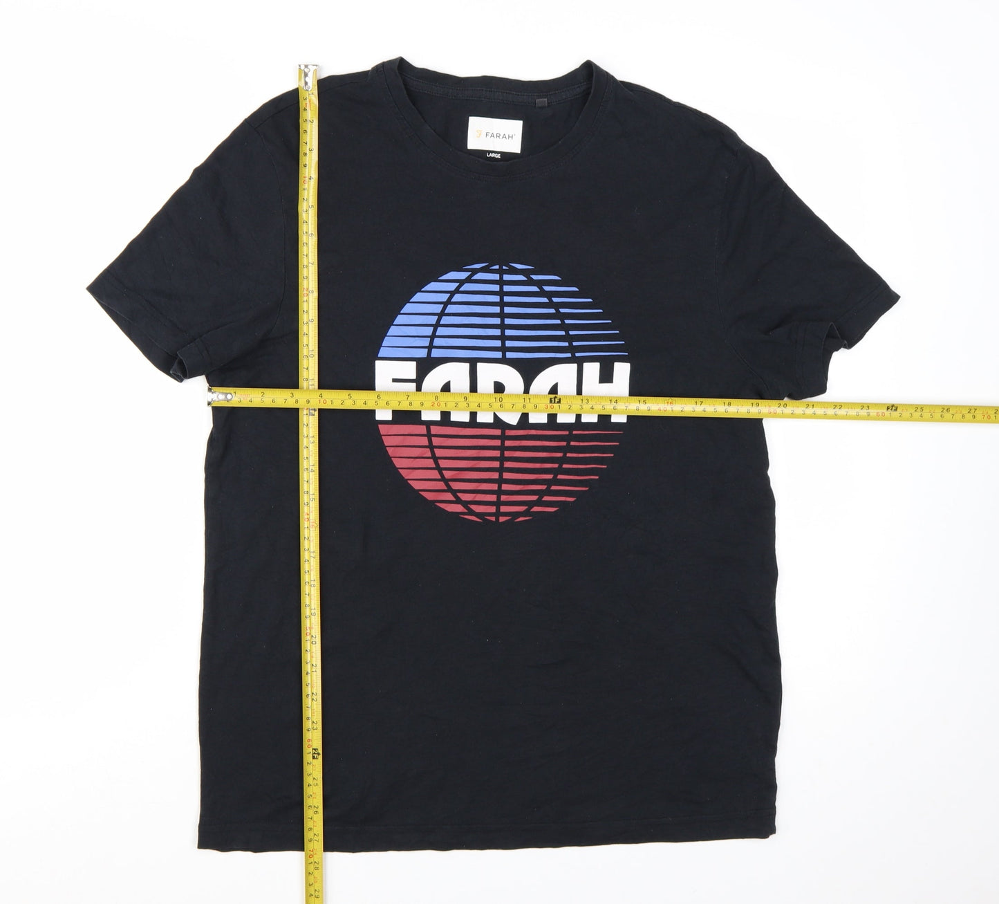 Farah Men's Black Graphic Print Cotton T-Shirt Size L