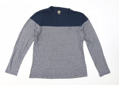 Pretty Green Men's Blue Striped Long Sleeve T-Shirt Size L
