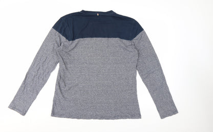 Pretty Green Men's Blue Striped Long Sleeve T-Shirt Size L