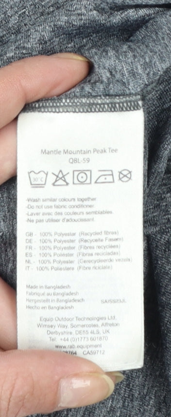 Rab Men's Grey Mantle Mountain Peak T-Shirt XL Polyester Outdoor Tee