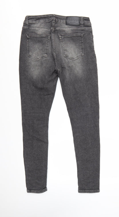 boohooMAN Men's Grey Skinny Jeans Size 32 Distressed Denim