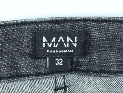 boohooMAN Men's Grey Skinny Jeans Size 32 Distressed Denim