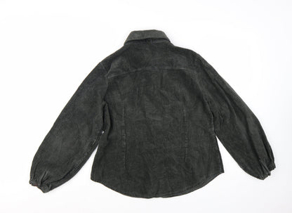 Glamorous Women's Black Corduroy Button-Up Shirt UK 14
