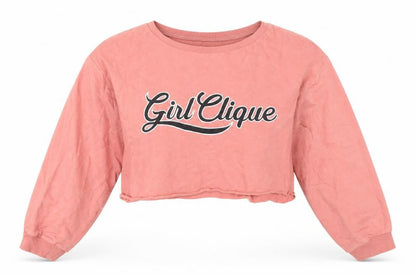 H&M Divided Women Pink Crop Pullover Sweatshirt L - Girl Clique Graphic