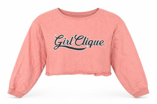 H&M Divided Women Pink Crop Pullover Sweatshirt L - Girl Clique Graphic