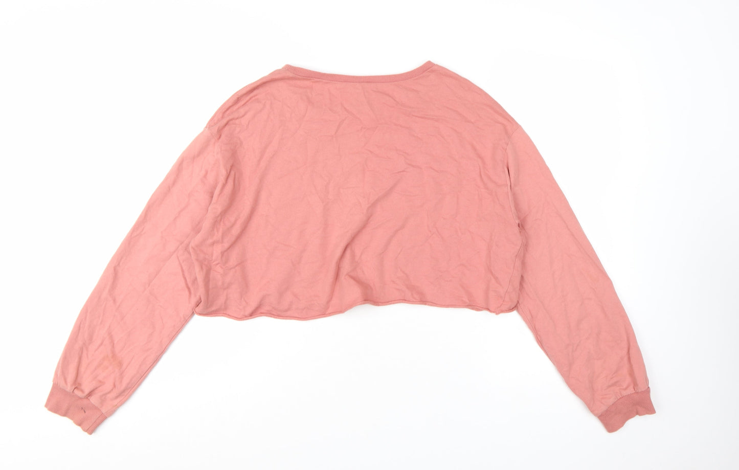 H&M Divided Women Pink Crop Pullover Sweatshirt L - Girl Clique Graphic