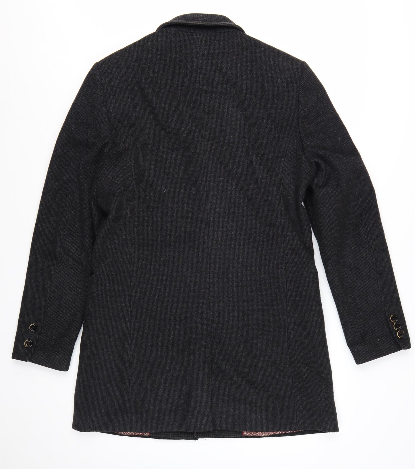 Ted Baker Men's Black Wool Cashmere Blend Mid-Length Overcoat Size M