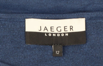 Jaeger Women Blue Size 12 Fit & Flare Knit Dress