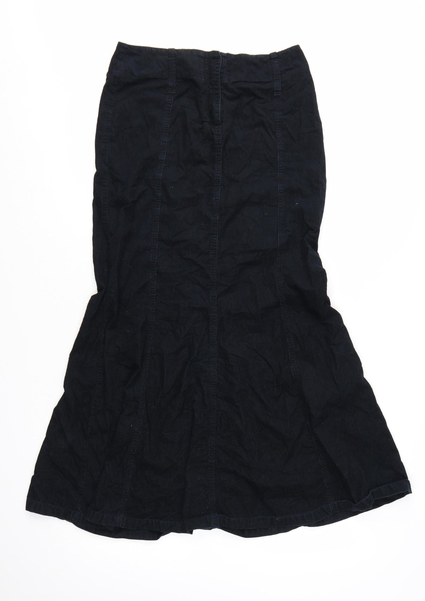 Next Women’s Black Cotton Corduroy Midi Flared Skirt Size 8