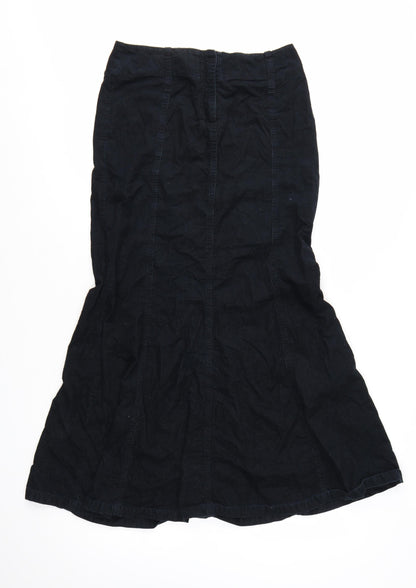 Next Women’s Black Cotton Corduroy Midi Flared Skirt Size 8