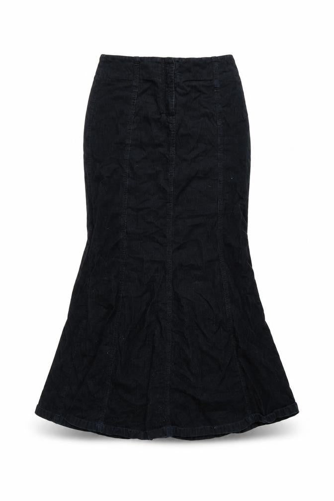 Next Women’s Black Cotton Corduroy Midi Flared Skirt Size 8