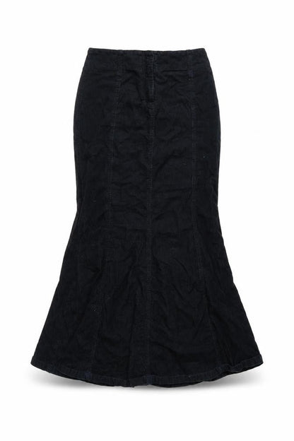 Next Women’s Black Cotton Corduroy Midi Flared Skirt Size 8