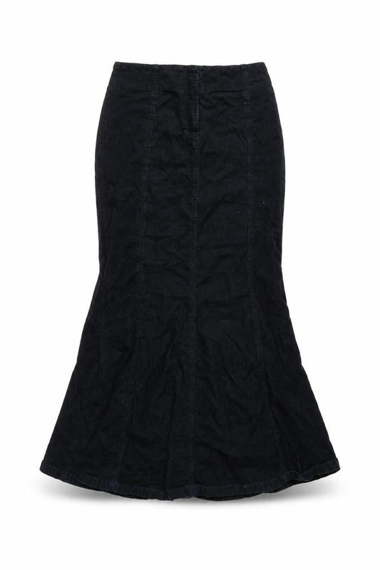 Next Women’s Black Cotton Corduroy Midi Flared Skirt Size 8