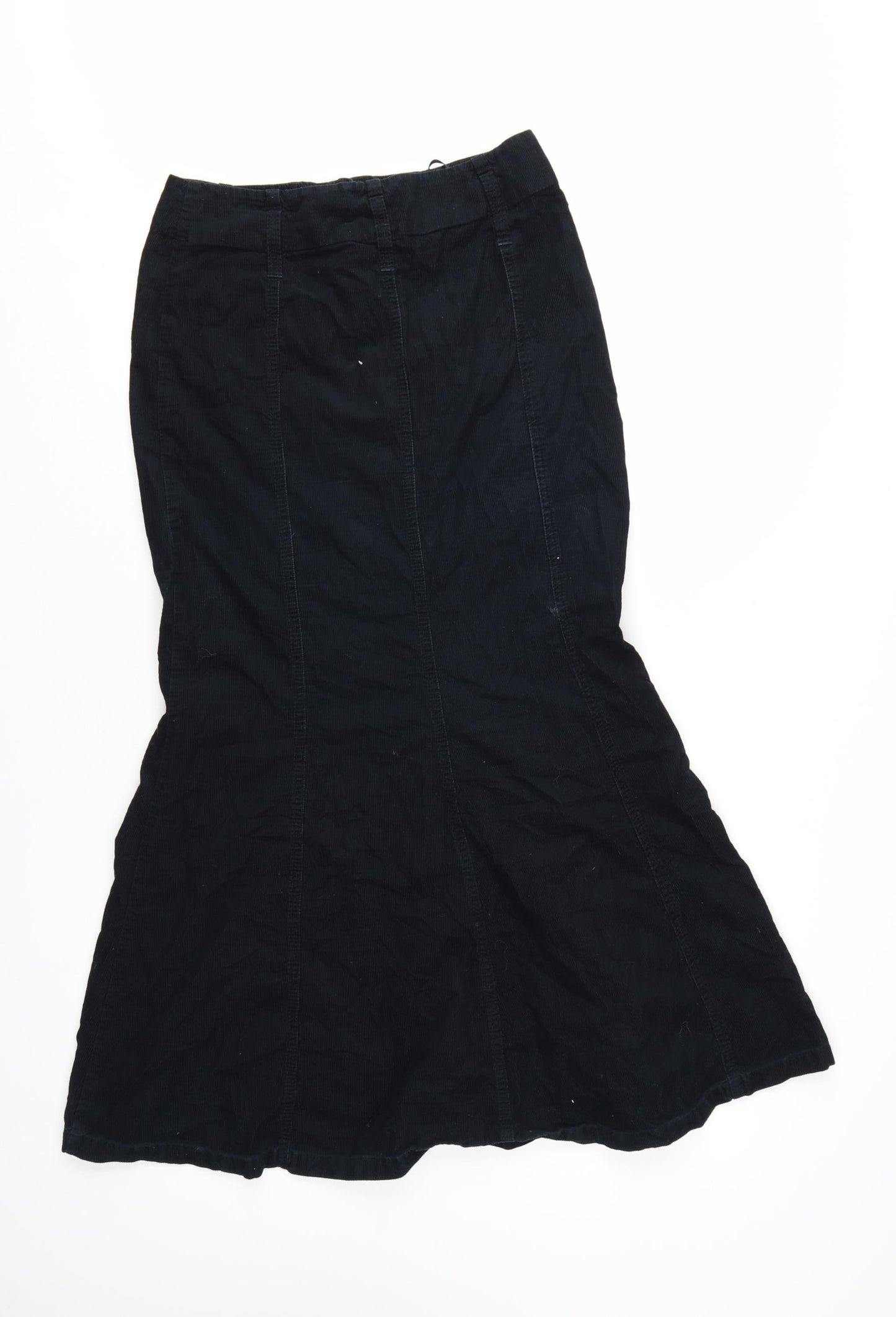 Next Women’s Black Cotton Corduroy Midi Flared Skirt Size 8