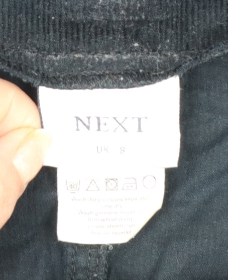 Next Women’s Black Cotton Corduroy Midi Flared Skirt Size 8