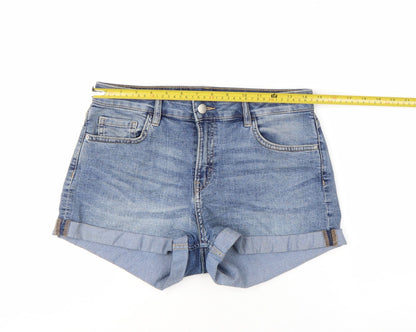 H&M Women Blue High Rise Denim Hot Pants Shorts Size 10