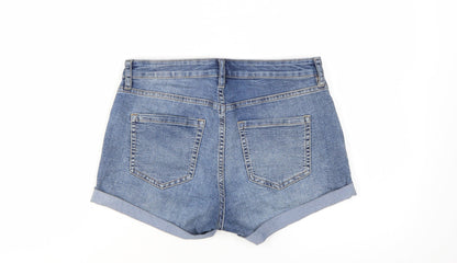 H&M Women Blue High Rise Denim Hot Pants Shorts Size 10