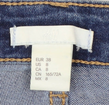 H&M Women Blue High Rise Denim Hot Pants Shorts Size 10