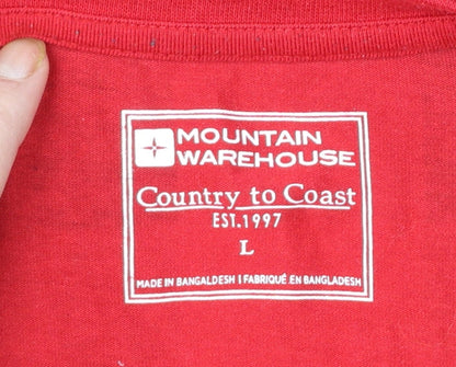 Mountain Warehouse Men's Red Check Long Sleeve Cotton Blend T-Shirt L