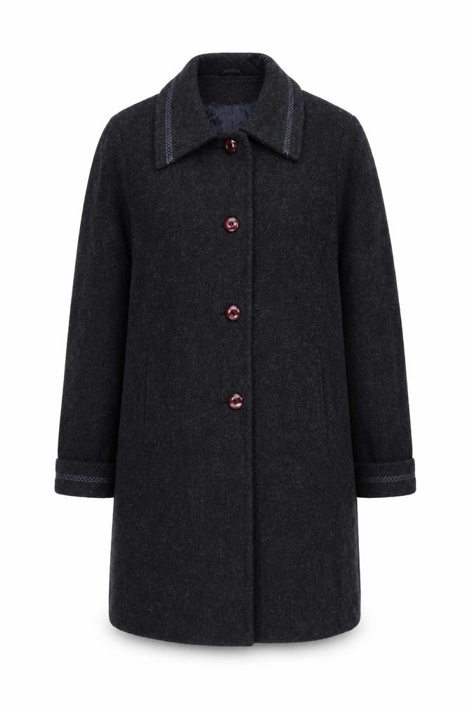 Baggi Women's Black Wool Cashmere Long Coat Size S