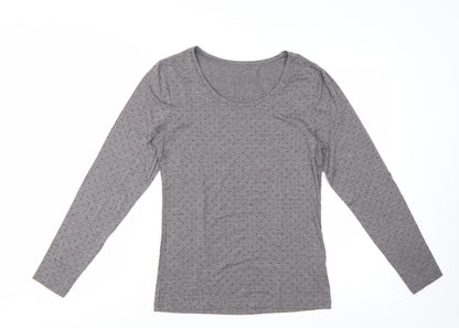 Marks and Spencer Women's Grey Polka Dot Long Sleeve Jersey T-Shirt UK 16