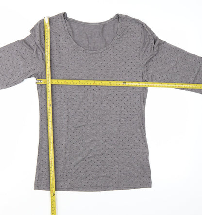 Marks and Spencer Women's Grey Polka Dot Long Sleeve Jersey T-Shirt UK 16