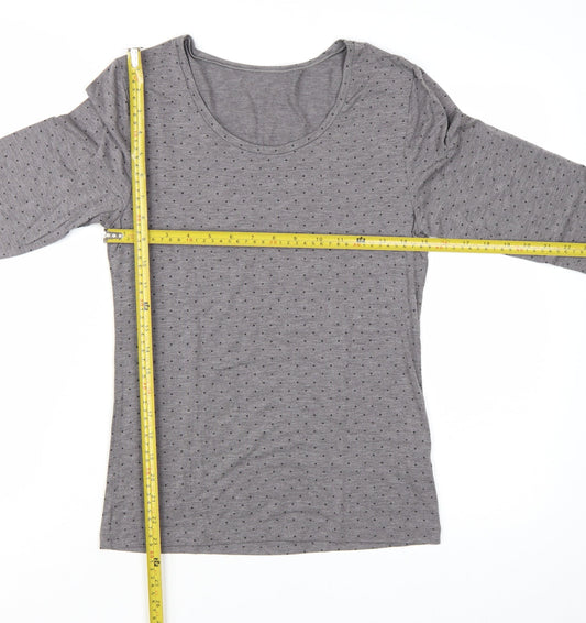 Marks and Spencer Women's Grey Polka Dot Long Sleeve Jersey T-Shirt UK 16